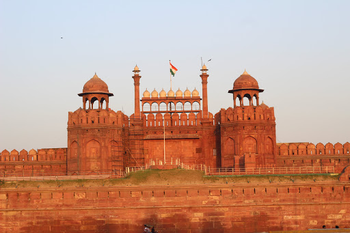Red coloured fort in Delhi India