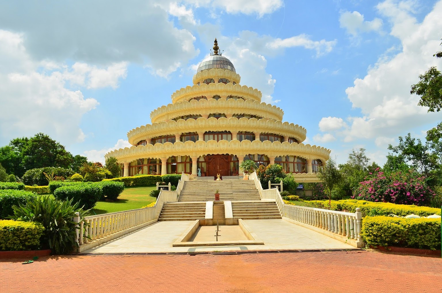 front view of the multi storeyed art of living center in Bangalore