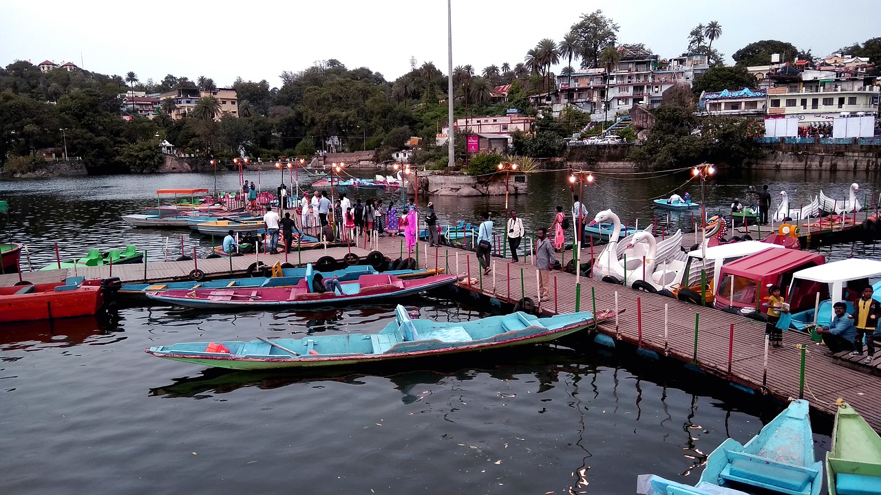 bunch of boats in a lake in Mount Abu, India