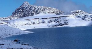 frozen lake in Tawang in India