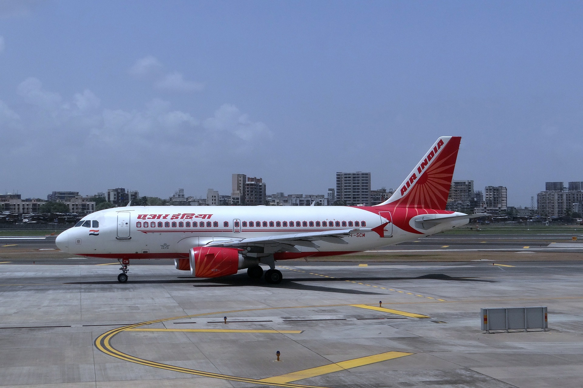 AirIndia flight parked in Mumbai Airport in India