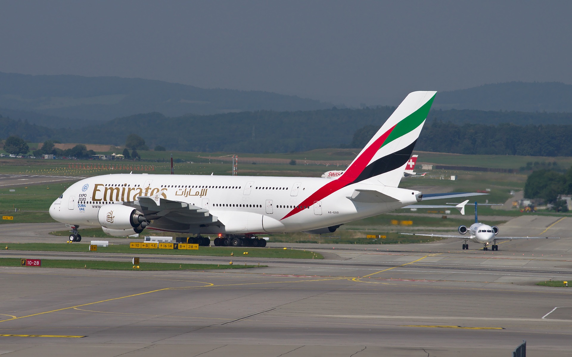 Emirates flights long view-flight parked in the airport